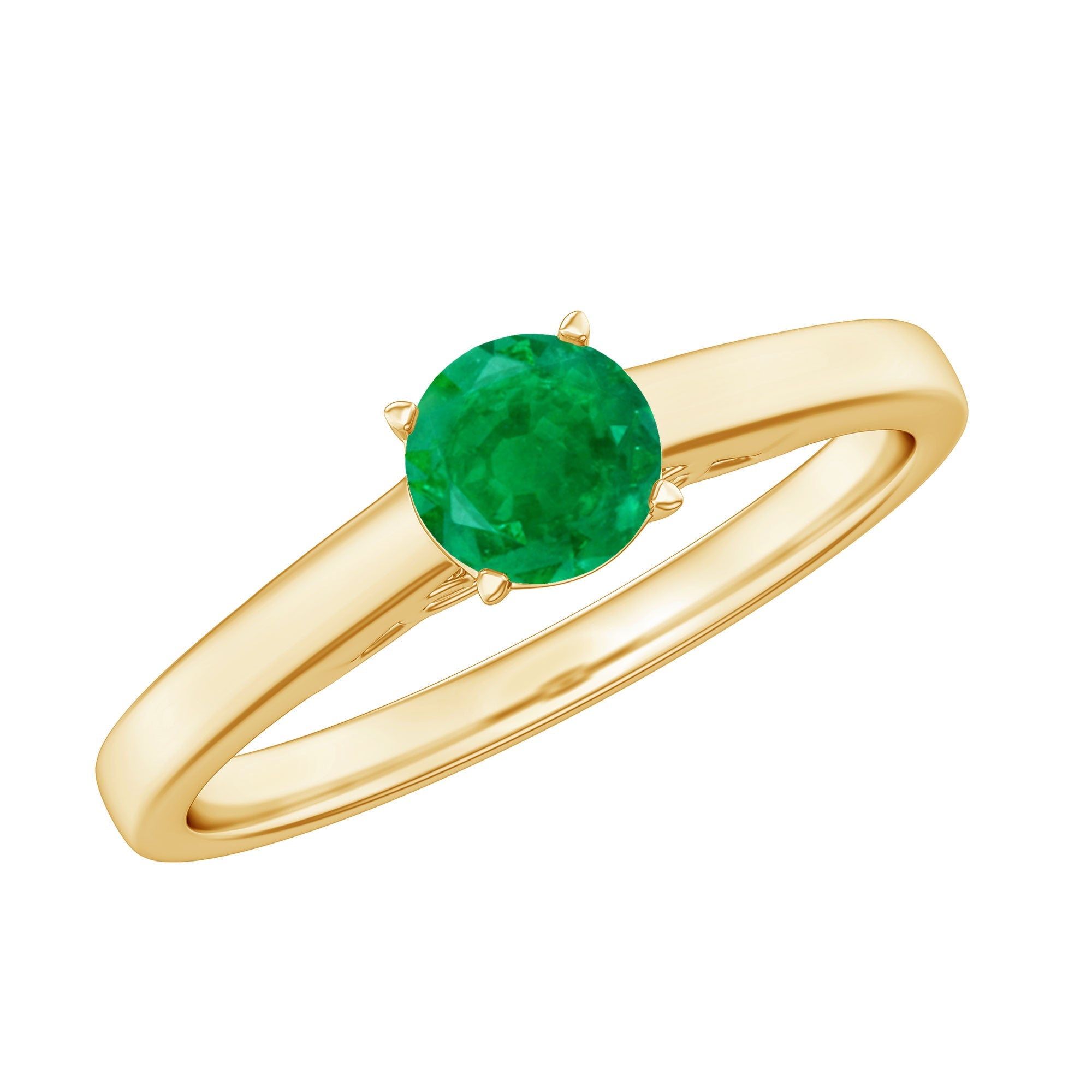 Emerald Promise Ring - 0.4 Carat Round Solitaire Basket Setting for Her