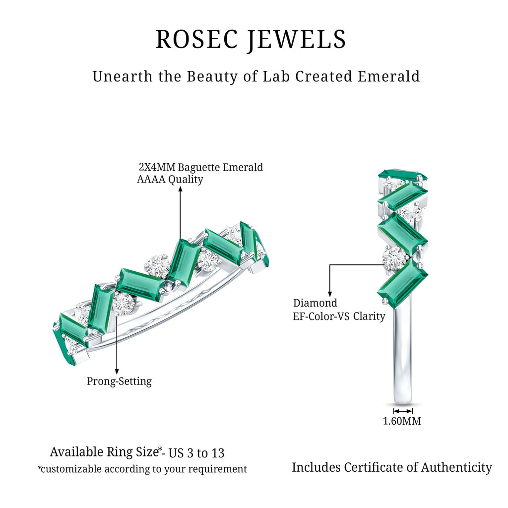 Emerald Diamond Eternity Ring – Lab Grown Baguette Emerald Half Eternity Band