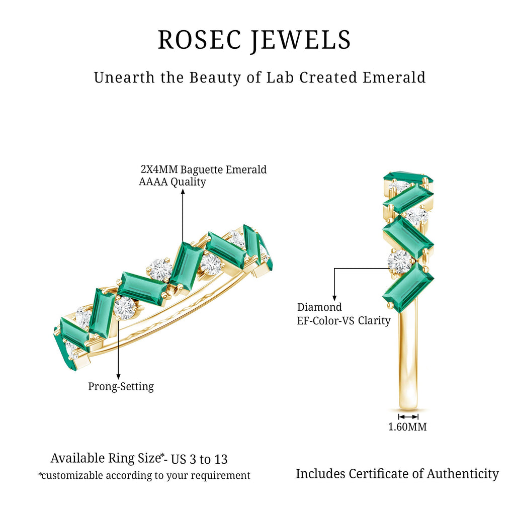 Emerald Diamond Eternity Ring – Lab Grown Baguette Emerald Half Eternity Band