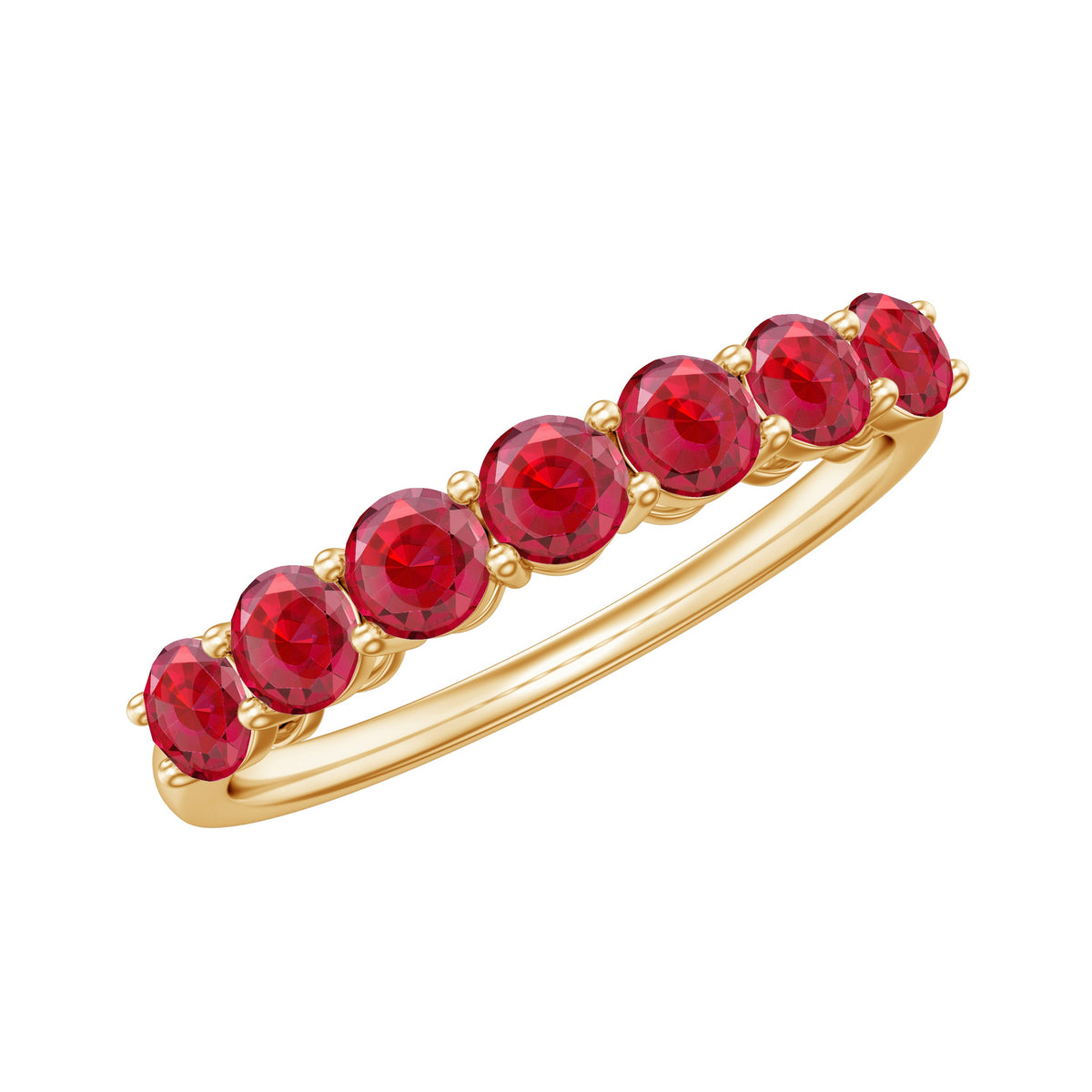 Ruby Eternity Ring – Lab Created Ruby Half Eternity Band With Seven Stones