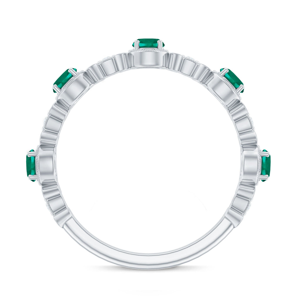 Lab Grown Emerald Ring – Half Eternity Diamond Accented Band for Milestones