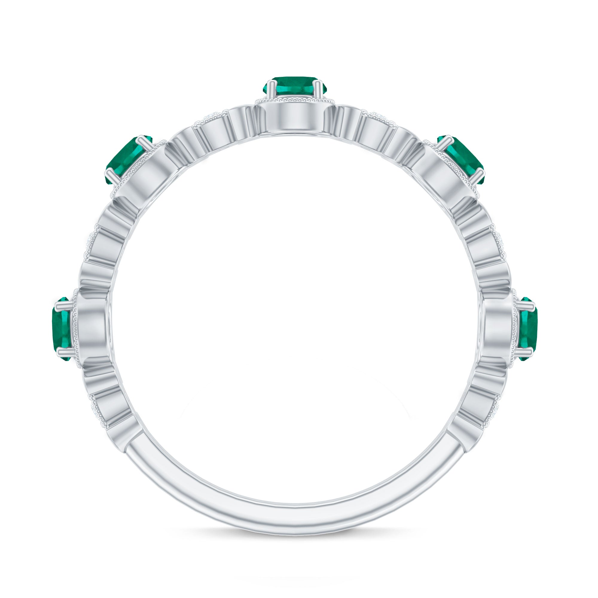 Lab Grown Emerald Ring – Half Eternity Diamond Accented Band for Milestones