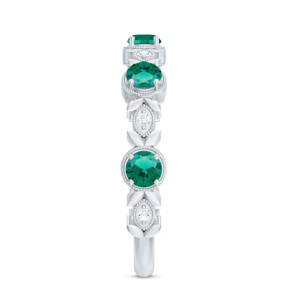 Lab Grown Emerald Ring – Half Eternity Diamond Accented Band for Milestones