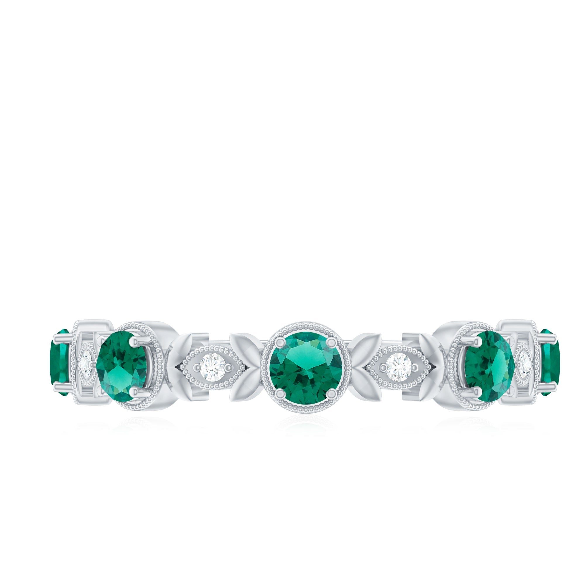 Lab Grown Emerald Ring – Half Eternity Diamond Accented Band for Milestones