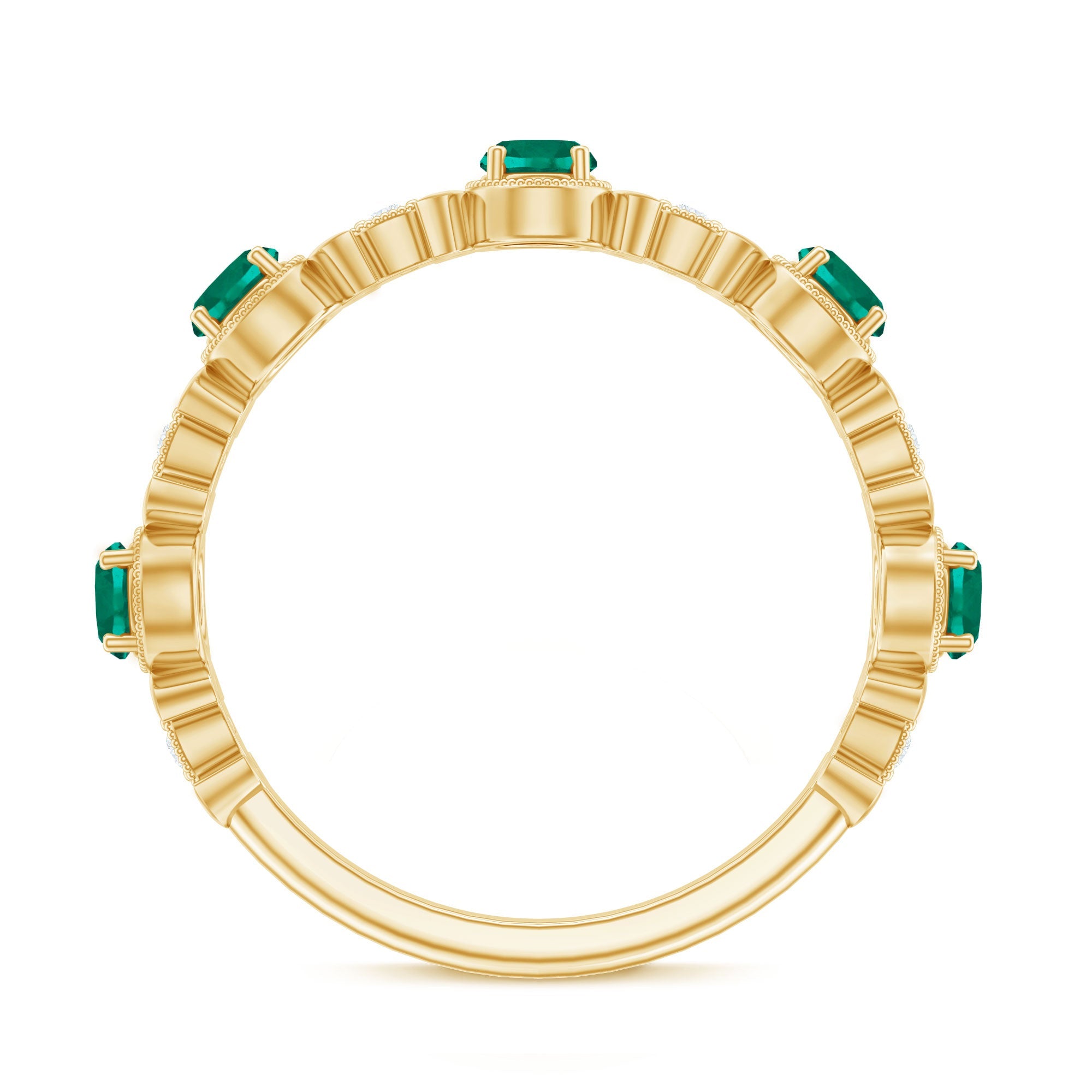 Lab Grown Emerald Ring – Half Eternity Diamond Accented Band for Milestones
