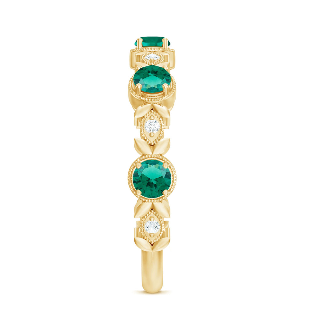 Lab Grown Emerald Ring – Half Eternity Diamond Accented Band for Milestones