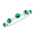 Lab Grown Emerald Ring - Half Eternity Anniversary Band With Diamonds & Prong Setting