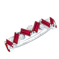 Lab Grown Ruby Ring – Baguette Ruby Eternity Band With Sparkling Diamond Accents