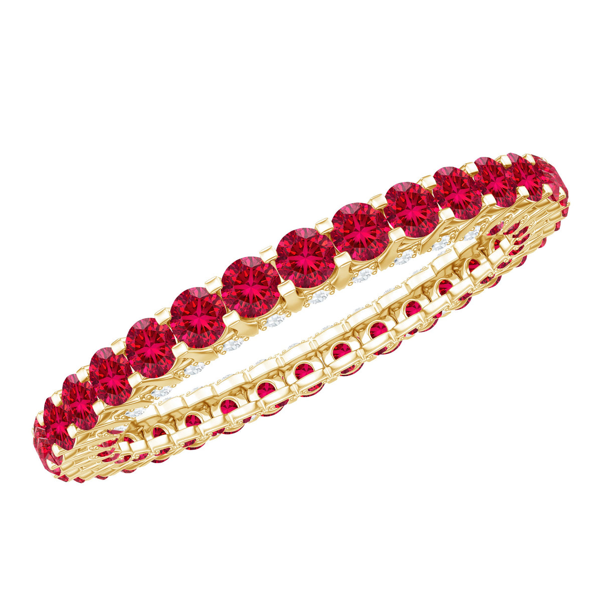 Ruby Eternity Wedding Band – Lab Created Ruby Ring With Diamond Eternity Band