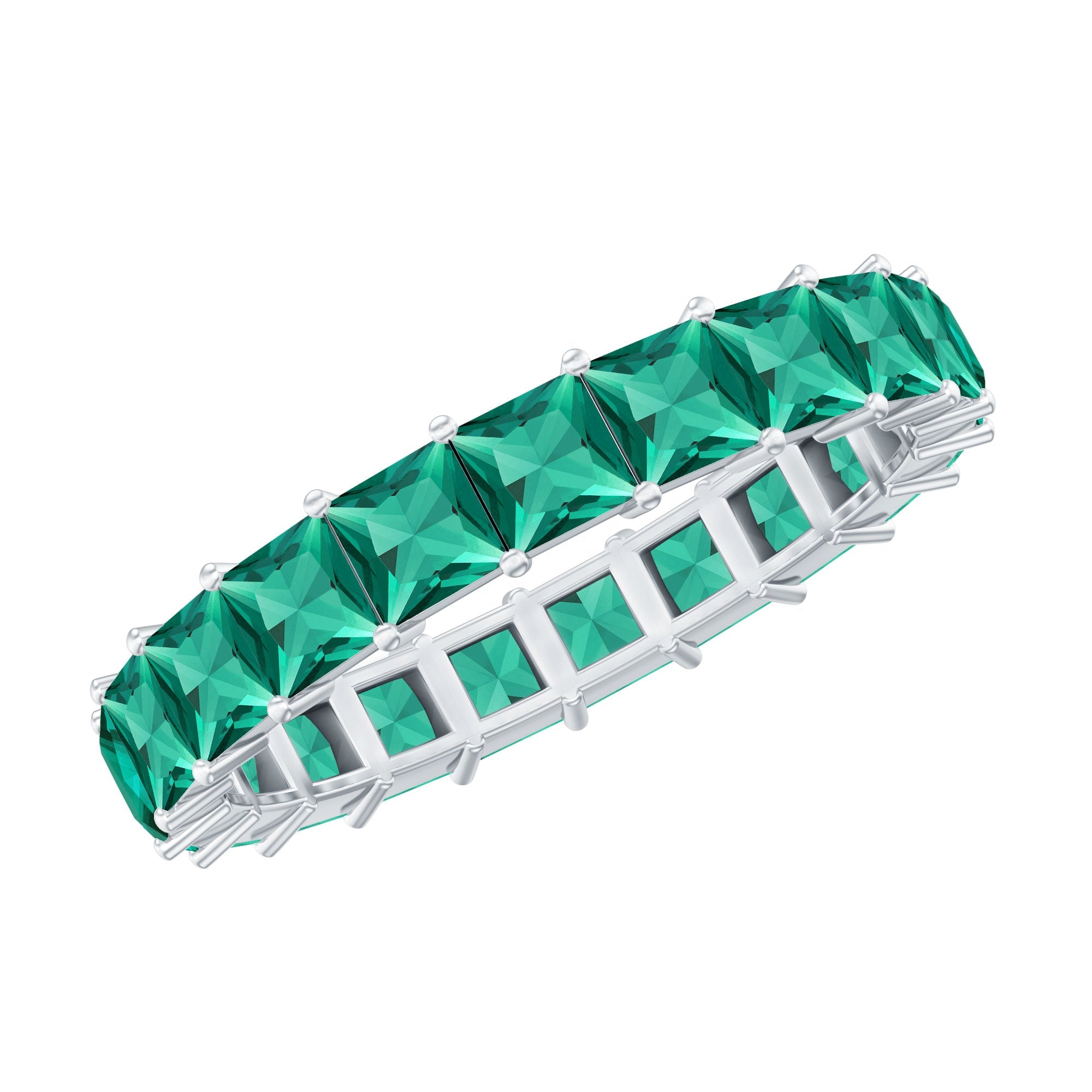 Lab Grown Emerald Ring | Ethical Emerald Jewelry – Princess Cut Rose Gold Wedding Band