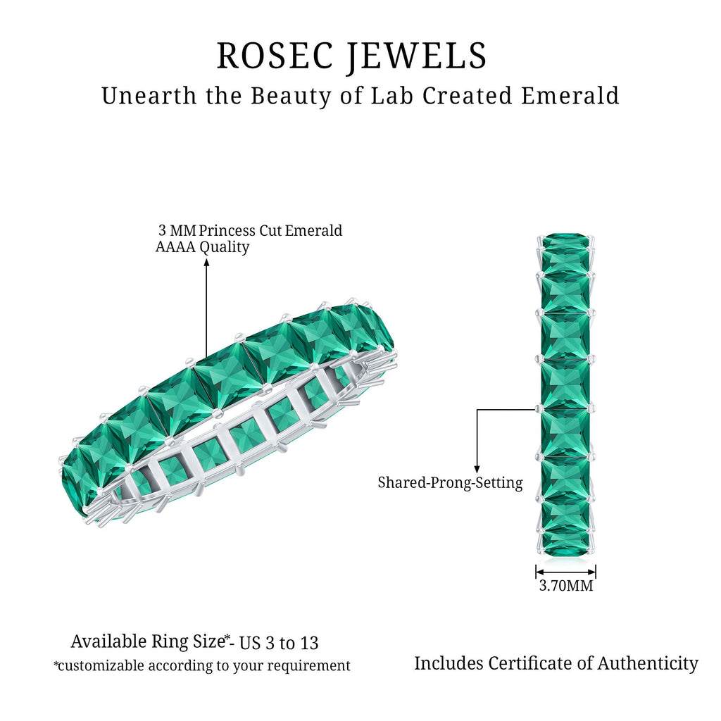 Lab Grown Emerald Ring | Ethical Emerald Jewelry – Princess Cut Rose Gold Wedding Band