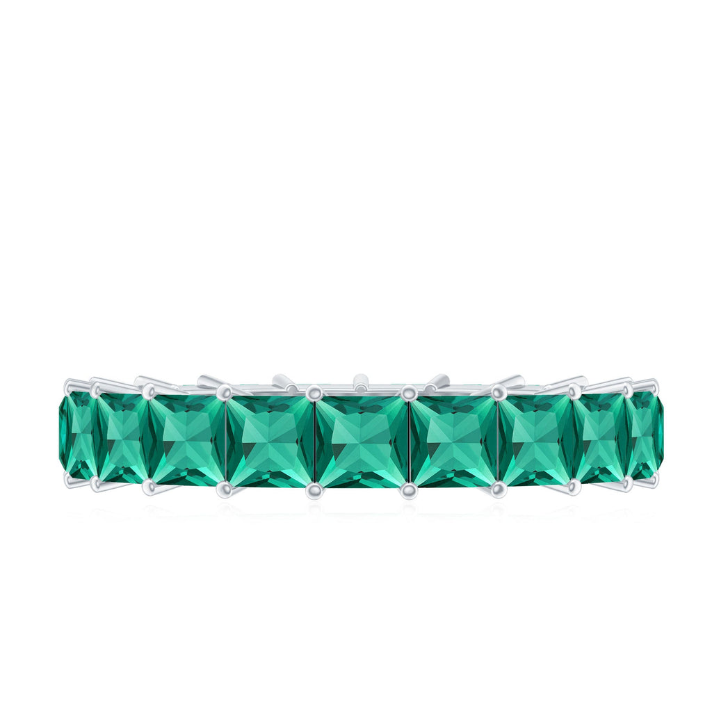 Lab Grown Emerald Ring | Ethical Emerald Jewelry – Princess Cut Rose Gold Wedding Band