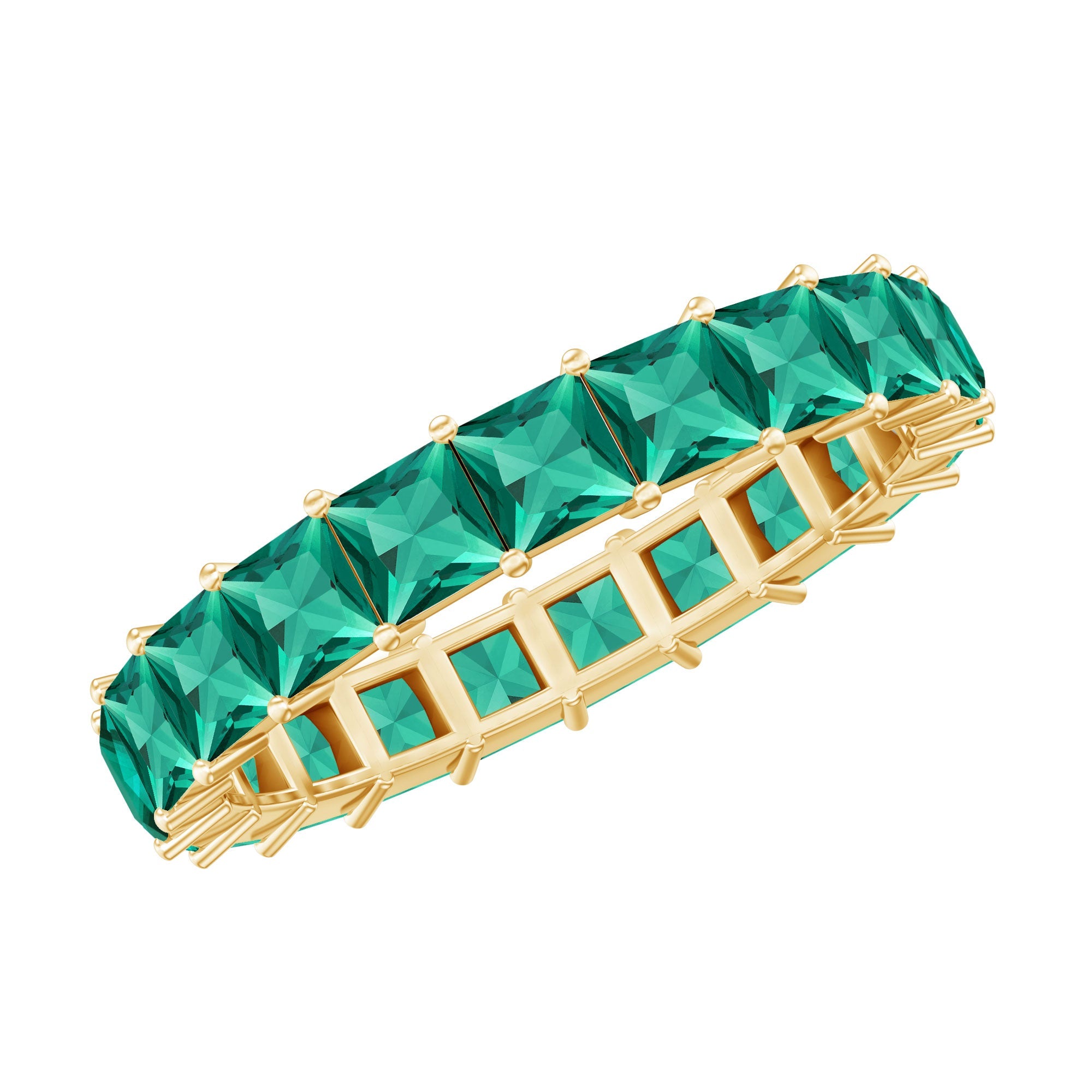 Lab Grown Emerald Ring | Ethical Emerald Jewelry – Princess Cut Rose Gold Wedding Band