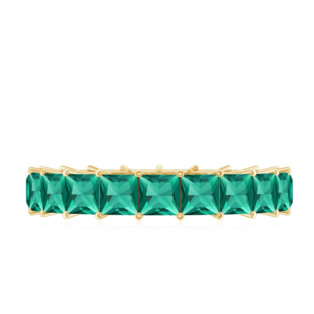 Lab Grown Emerald Ring | Ethical Emerald Jewelry – Princess Cut Rose Gold Wedding Band