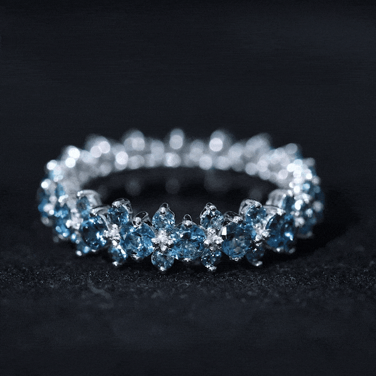 London Blue Topaz Cluster Eternity Band Ring