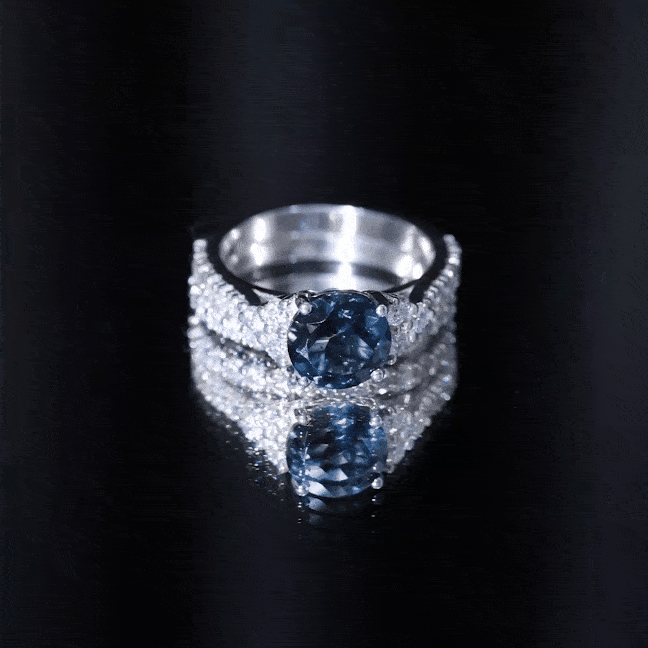 2 Carat London Blue Topaz Ring Set with Wedding Band