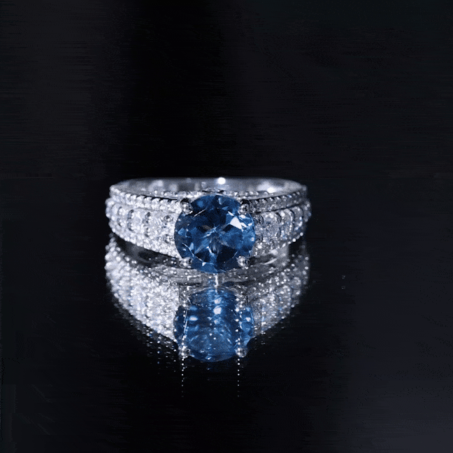 2 Carat London Blue Topaz Statement Engagement Ring with Side Stones