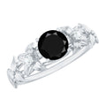 Nature Inspired Black Spinel Engagement Ring with Diamonds
