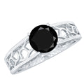2 Carat Round Black Onyx Filigree Engagement Ring with Certificate
