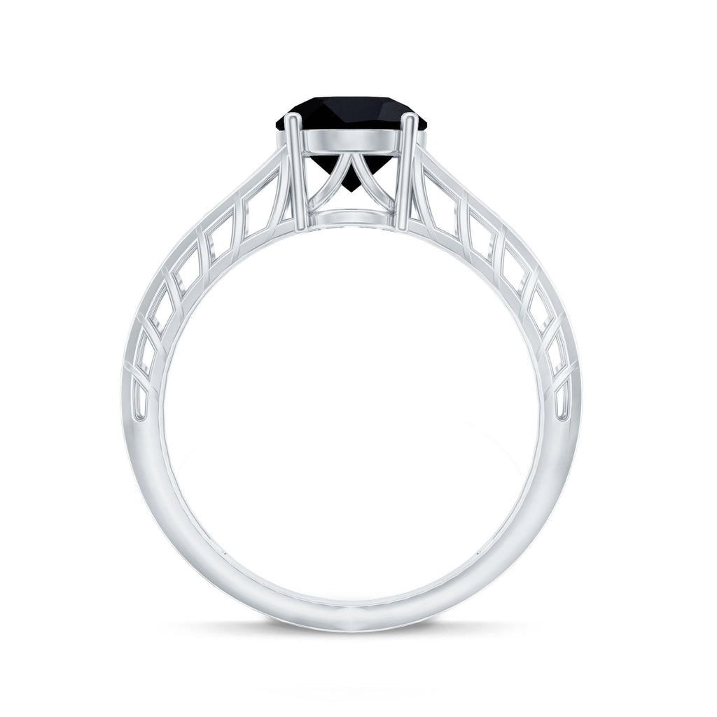 2 Carat Round Black Onyx Filigree Engagement Ring with Certificate