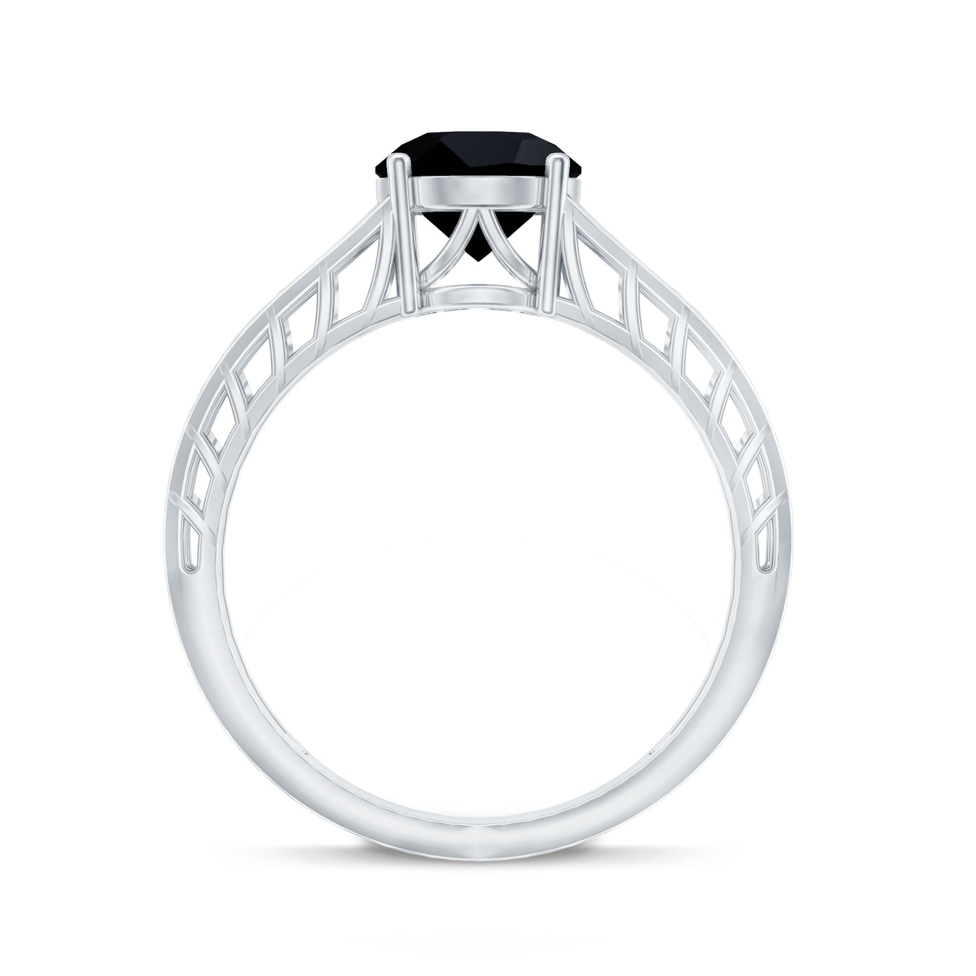 2 Carat Round Black Onyx Filigree Engagement Ring with Certificate
