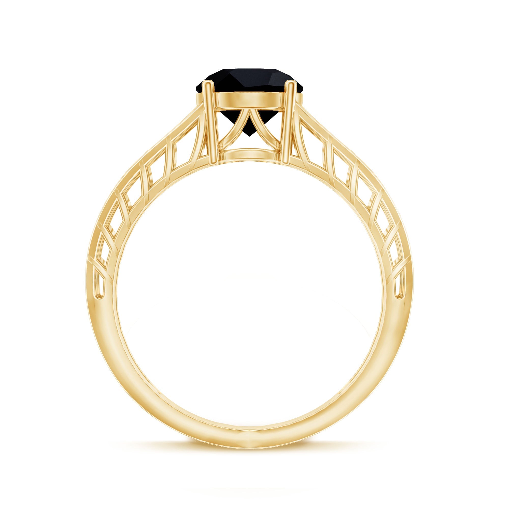 2 Carat Round Black Onyx Filigree Engagement Ring with Certificate
