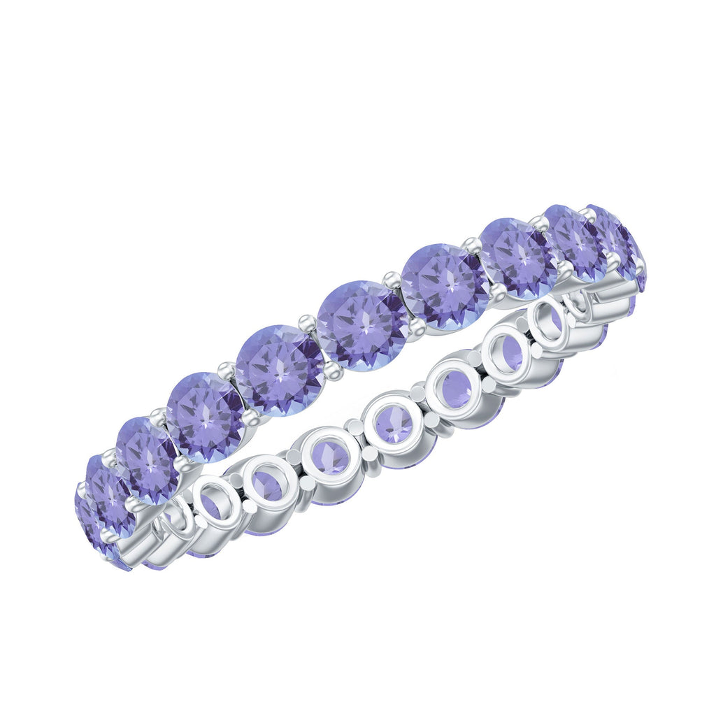 Tanzanite Eternity Ring – Full Eternity Band with Blue Violet Gemstones in Shared Prong Setting