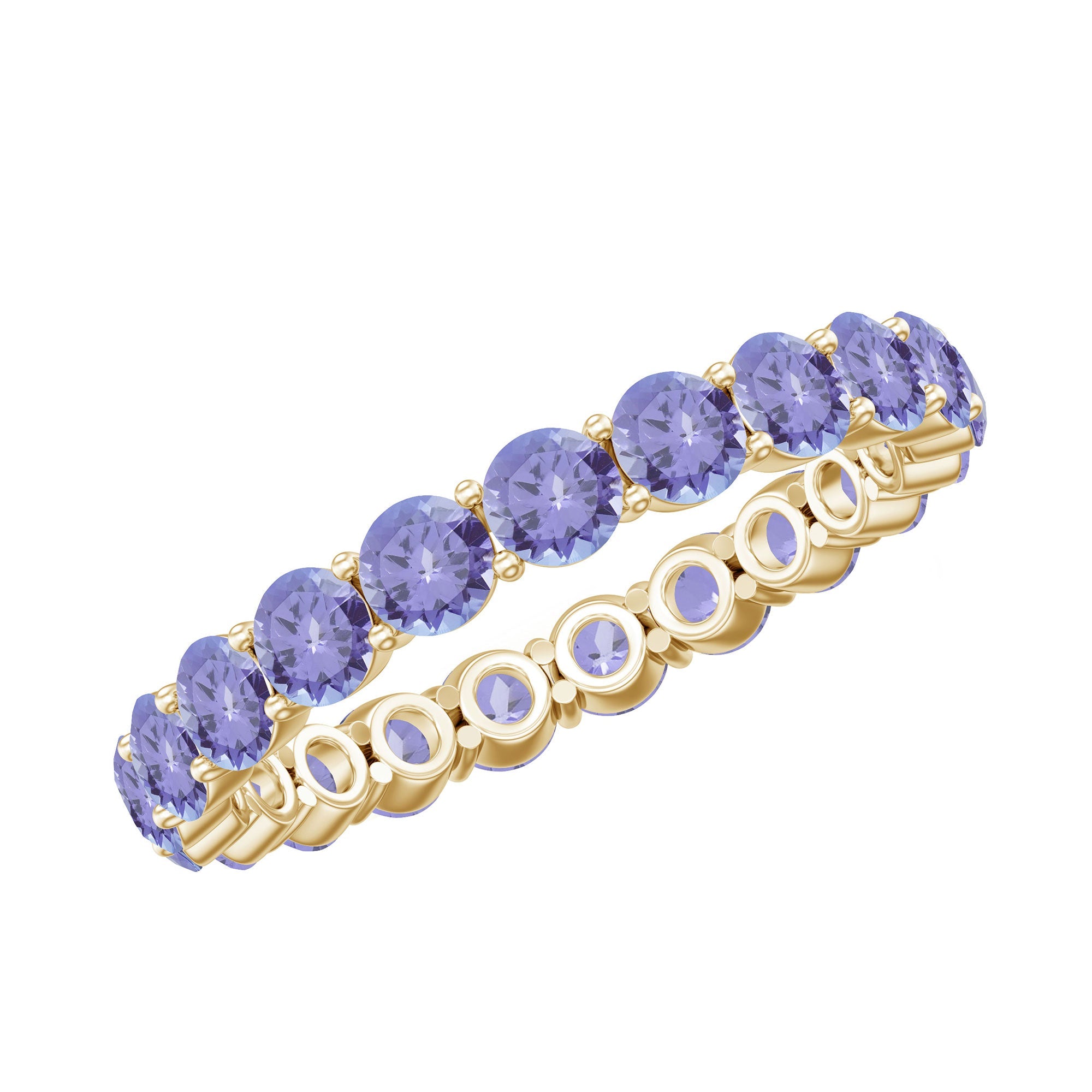 Tanzanite Eternity Ring – Full Eternity Band with Blue Violet Gemstones in Shared Prong Setting