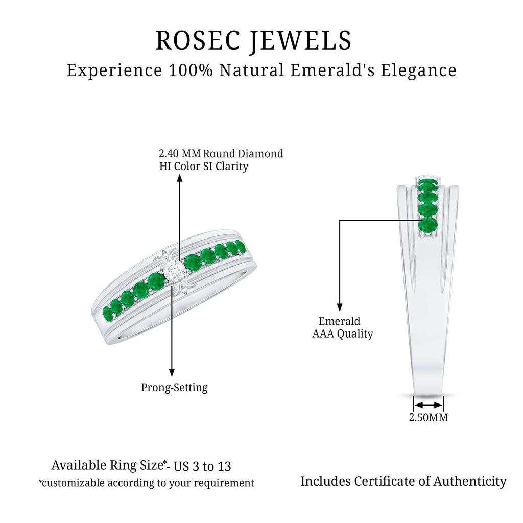 Diamond Emerald Anniversary Ring – Classic Vintage Anniversary Ring with AAA Emeralds