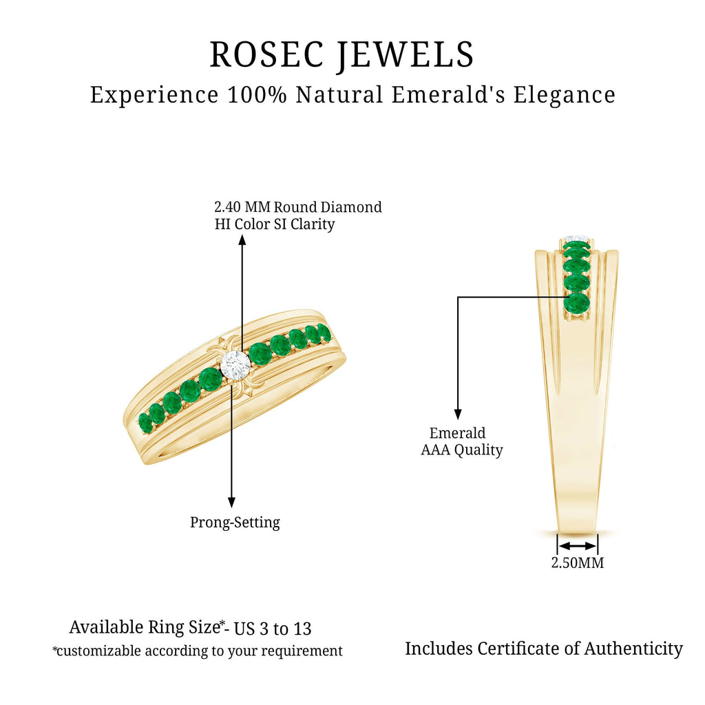 Diamond Emerald Anniversary Ring – Classic Vintage Anniversary Ring with AAA Emeralds