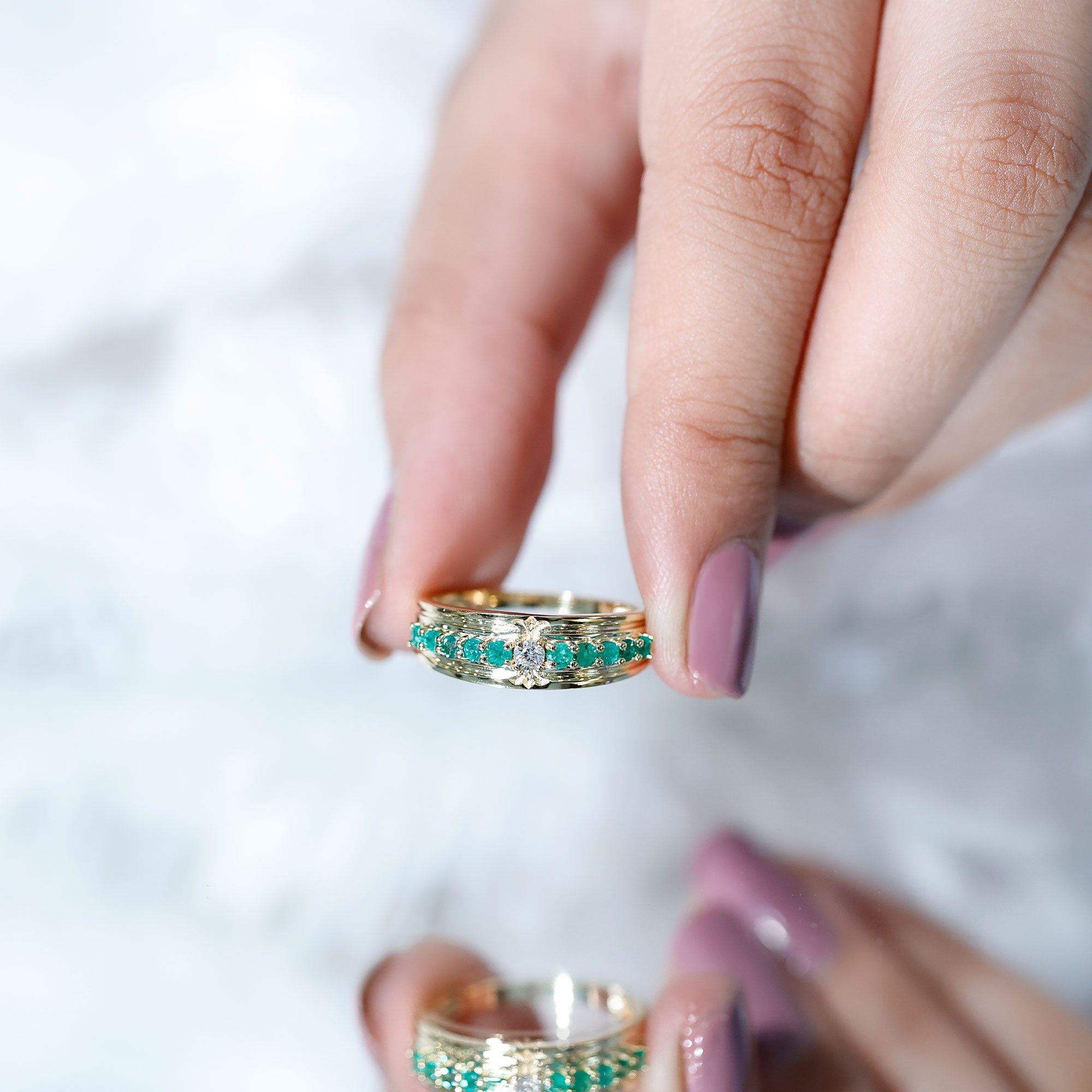 Diamond Emerald Anniversary Ring – Classic Vintage Anniversary Ring with AAA Emeralds