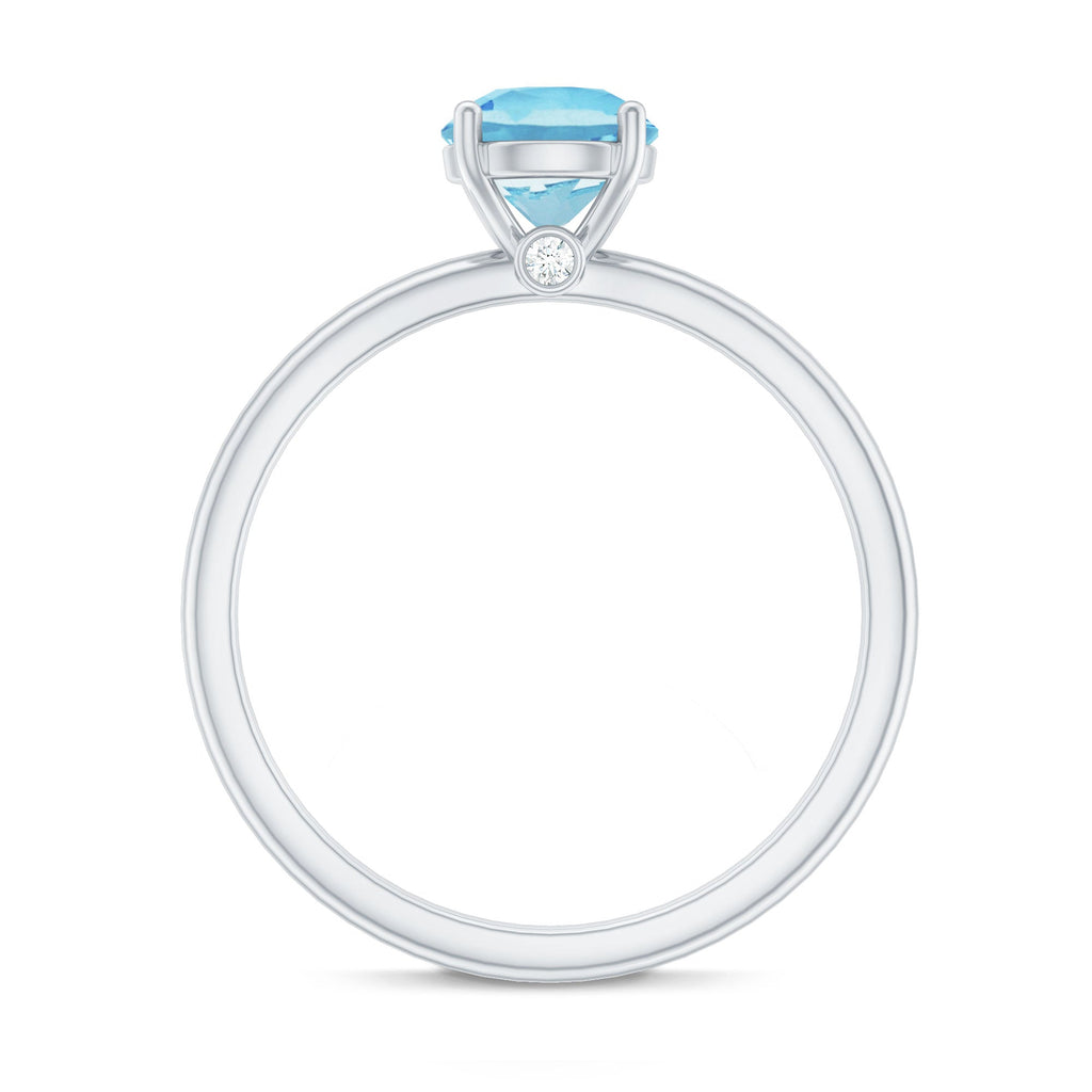 Aquamarine Promise Ring – Natural Blue Gemstone With Hidden Diamond Detail
