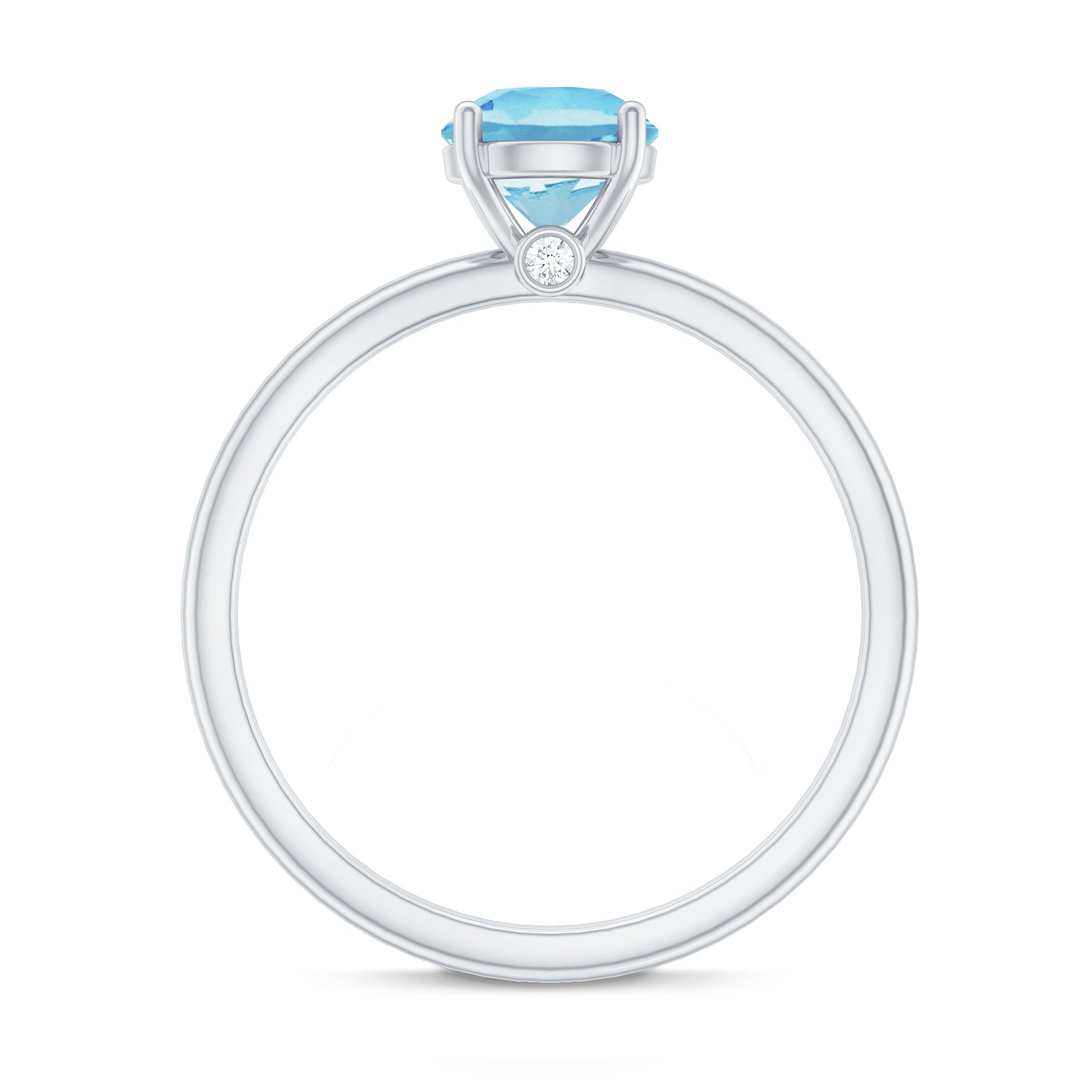 Aquamarine Promise Ring – Natural Blue Gemstone With Hidden Diamond Detail