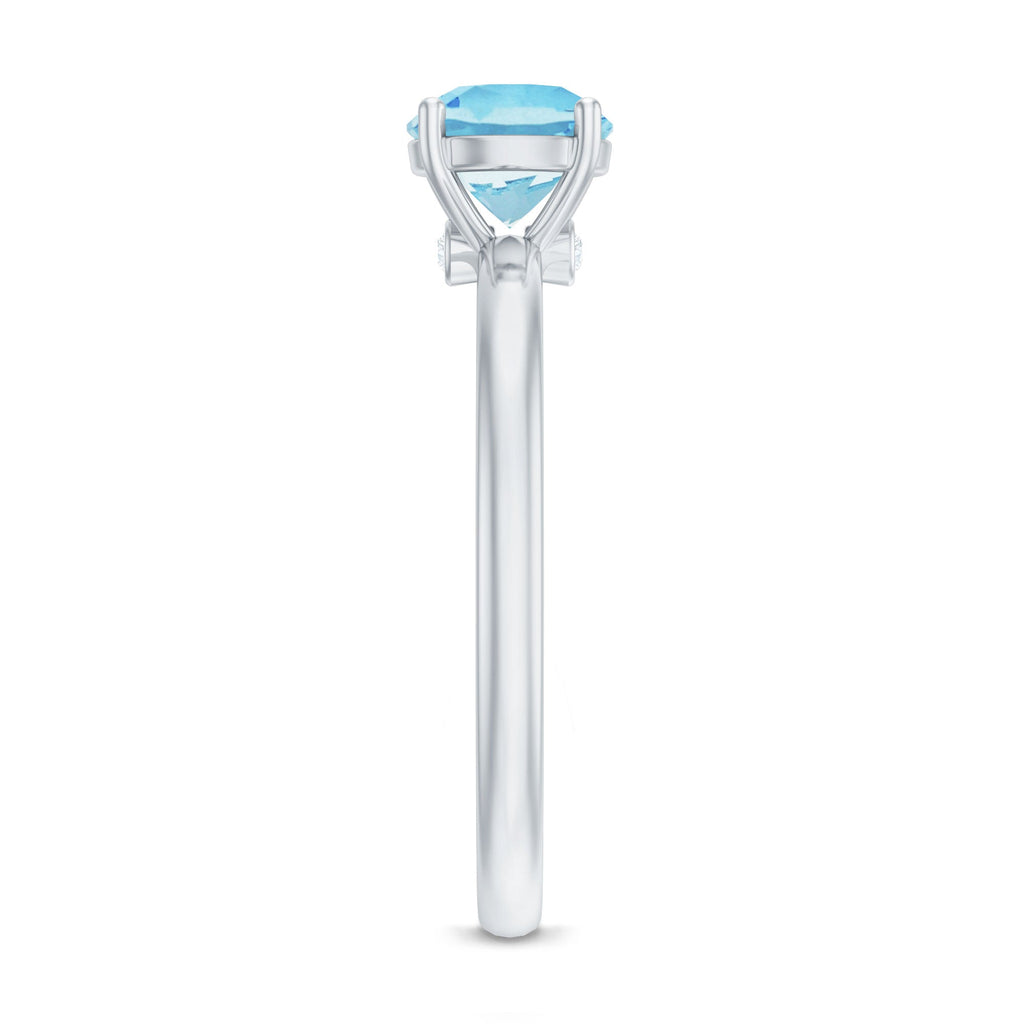 Aquamarine Promise Ring – Natural Blue Gemstone With Hidden Diamond Detail