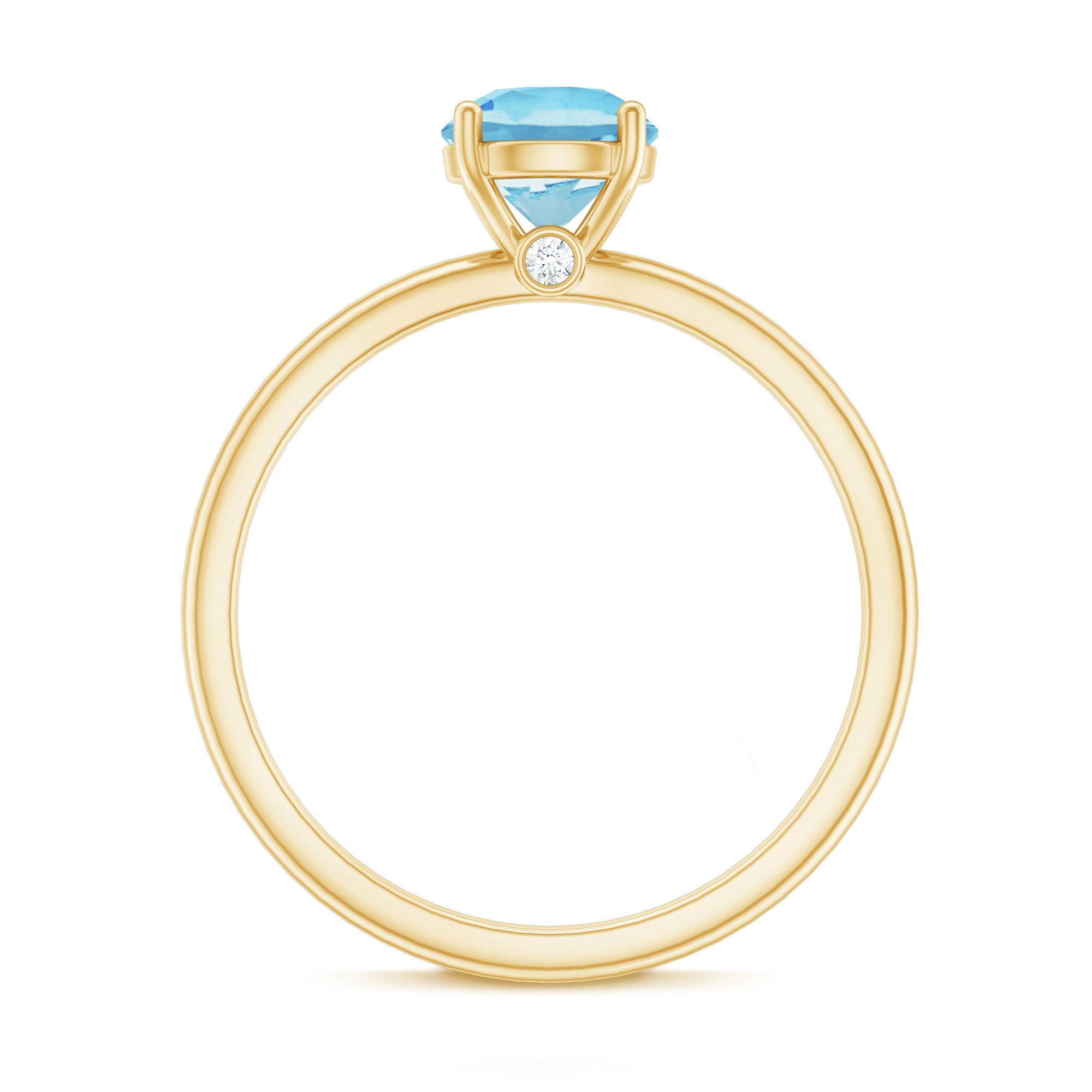 Aquamarine Promise Ring – Natural Blue Gemstone With Hidden Diamond Detail