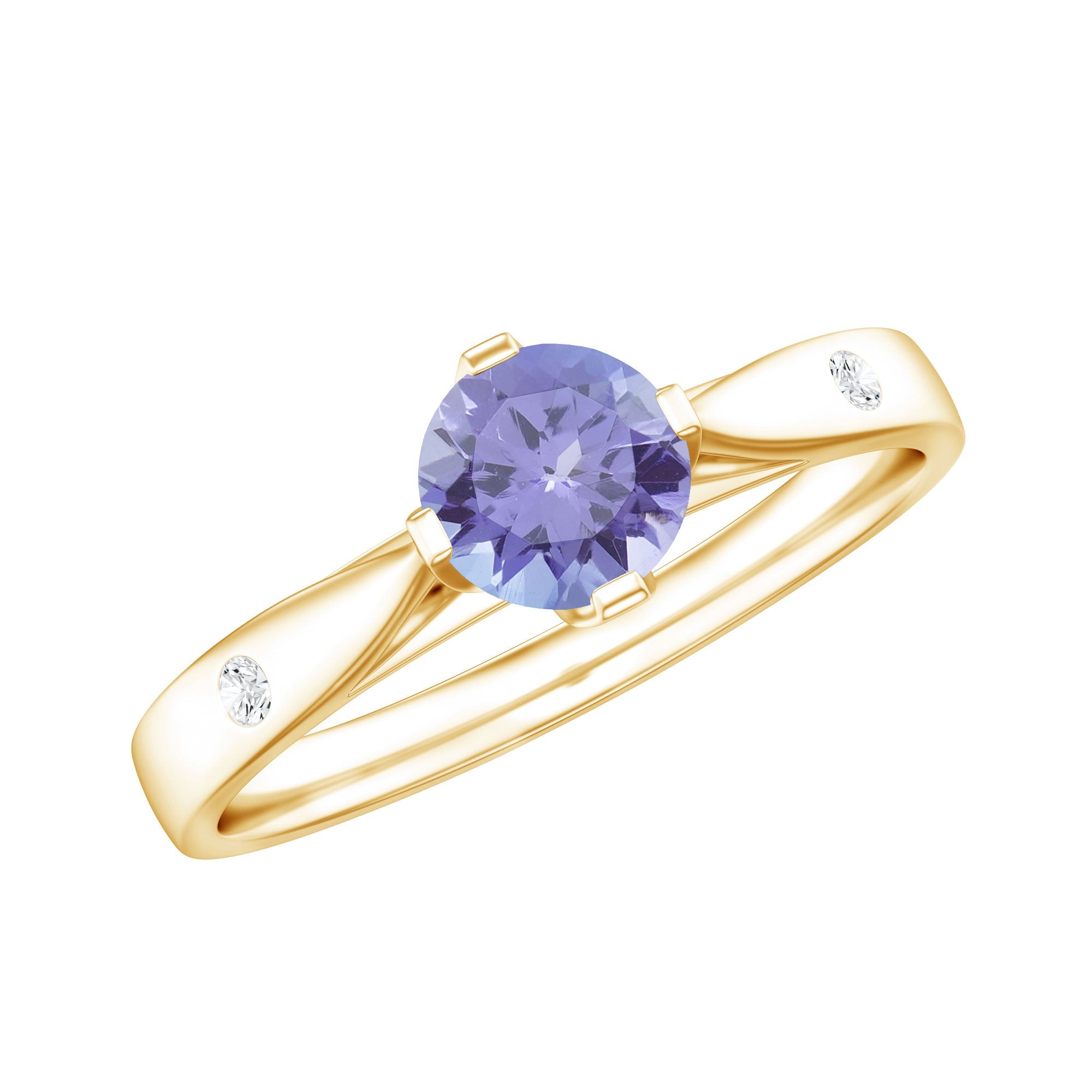 Natural Tanzanite Ring – Floral Setting Diamond Commitment Band for Women