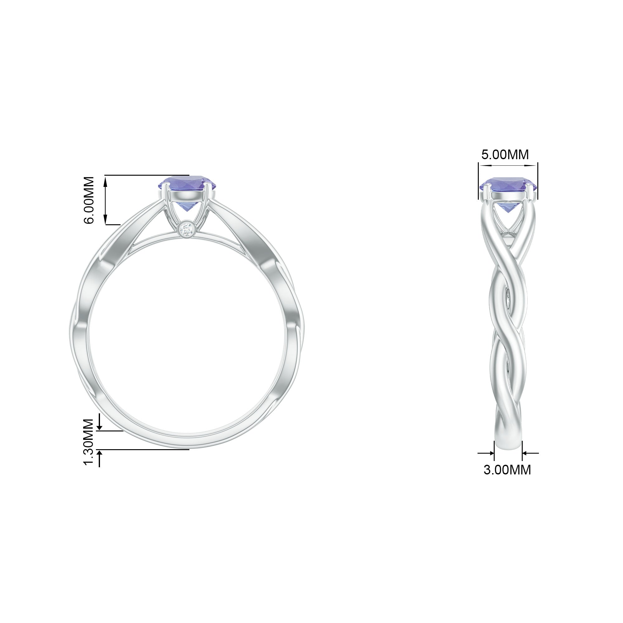 Tanzanite Proposal Ring – Unique Engagement Ring with Diamond Accents & Interwoven Band