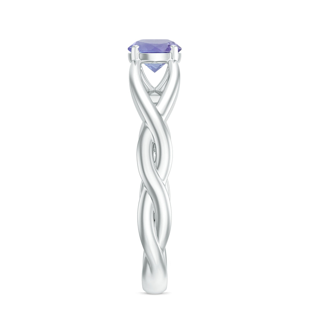 Tanzanite Proposal Ring – Unique Engagement Ring with Diamond Accents & Interwoven Band