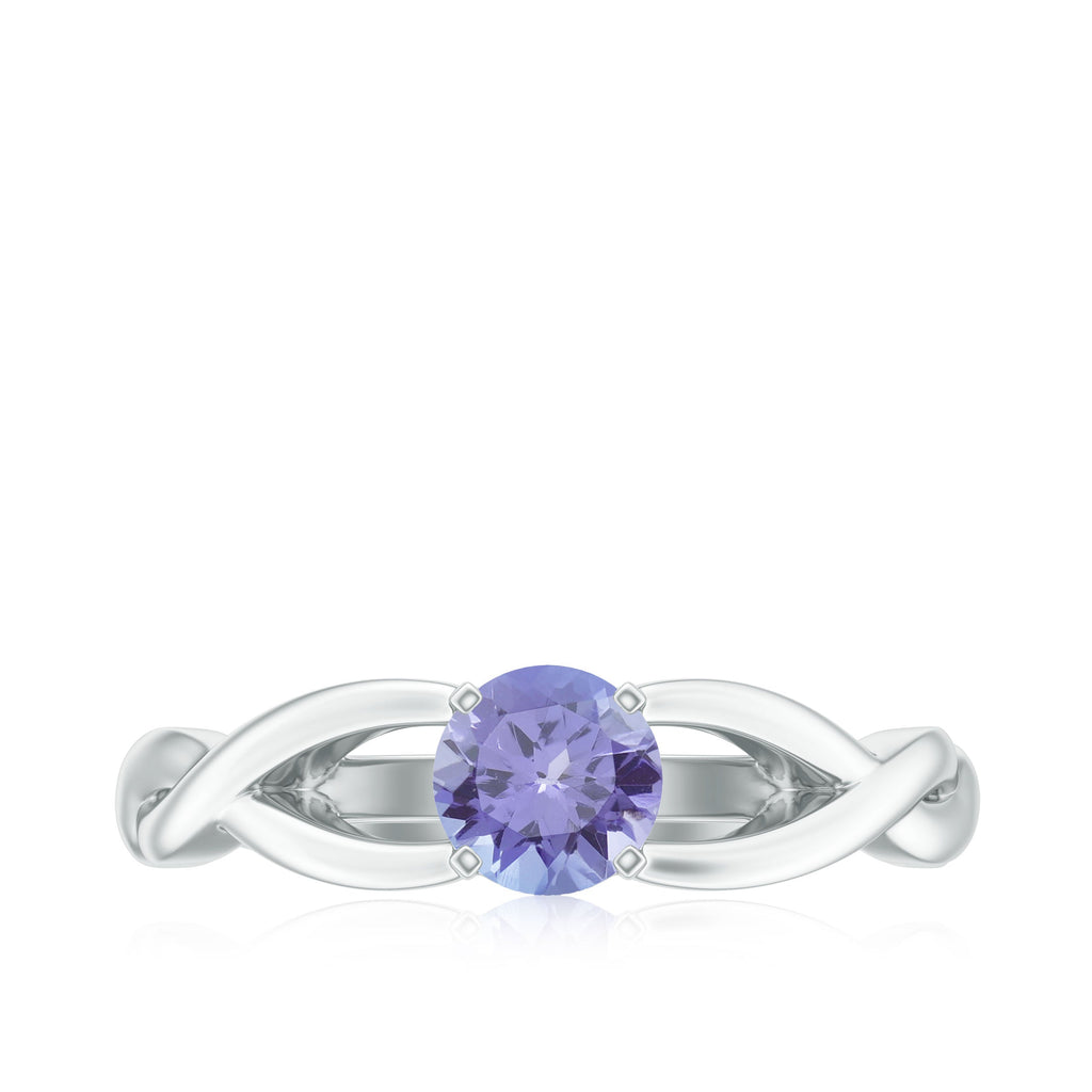 Tanzanite Proposal Ring – Unique Engagement Ring with Diamond Accents & Interwoven Band