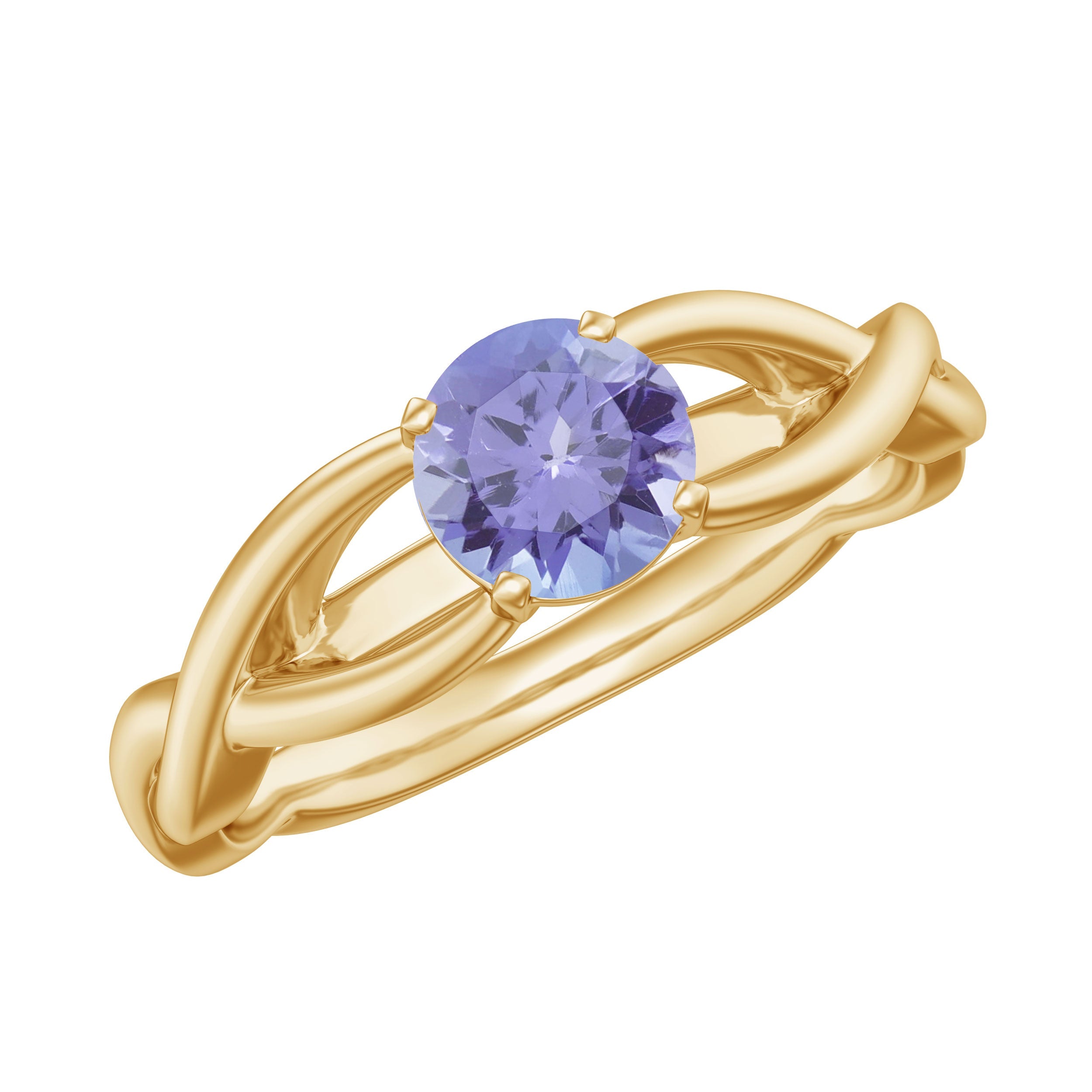 Tanzanite Proposal Ring – Unique Engagement Ring with Diamond Accents & Interwoven Band