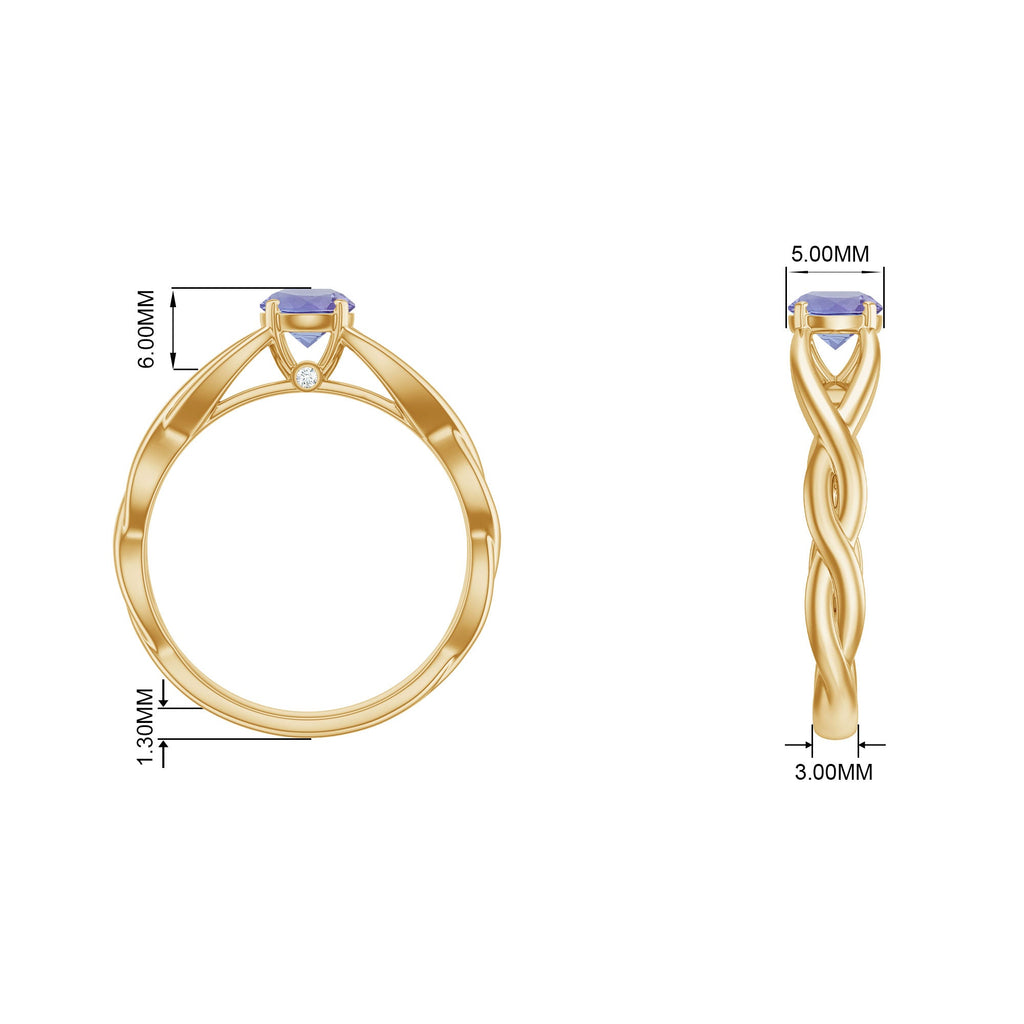 Tanzanite Proposal Ring – Unique Engagement Ring with Diamond Accents & Interwoven Band