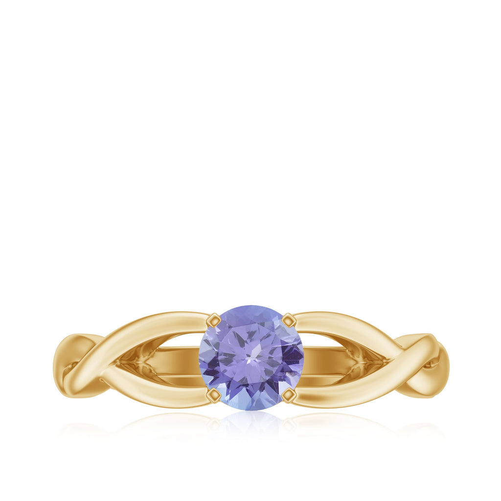 Tanzanite Proposal Ring – Unique Engagement Ring with Diamond Accents & Interwoven Band