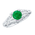 Emerald Diamond Engagement Ring – Vintage Retro Green Gemstone Jewelry by Rosec Jewels