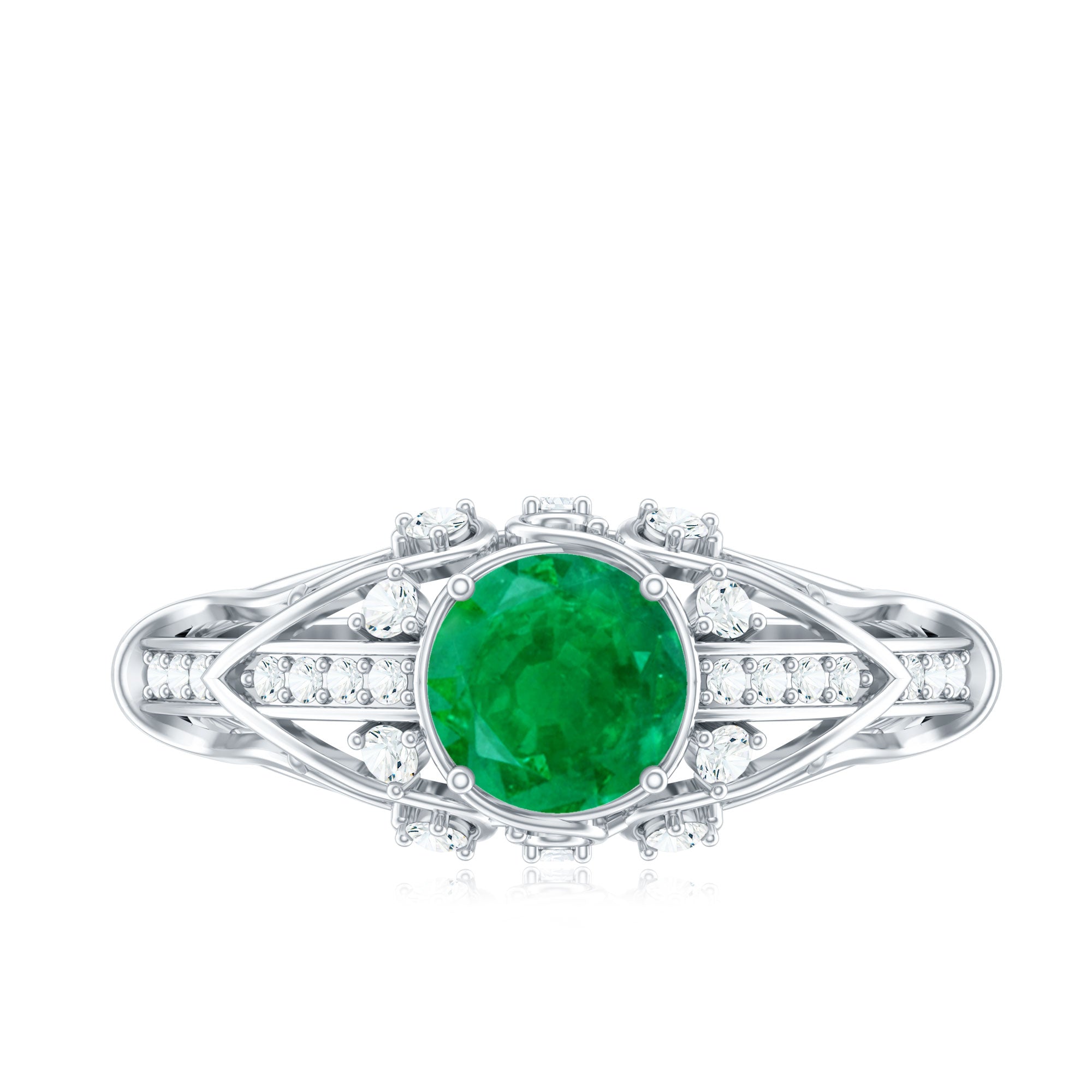 Emerald Diamond Engagement Ring – Vintage Retro Green Gemstone Jewelry by Rosec Jewels