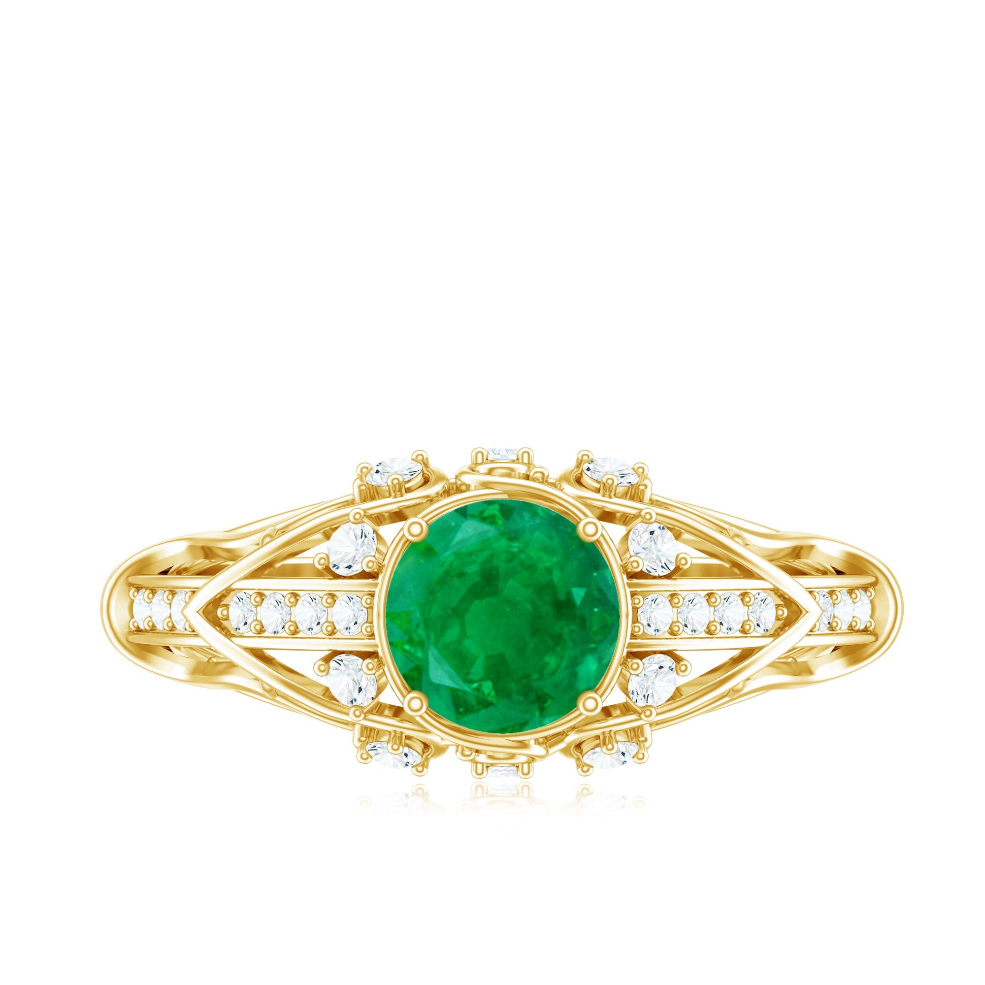 Emerald Diamond Engagement Ring – Vintage Retro Green Gemstone Jewelry by Rosec Jewels