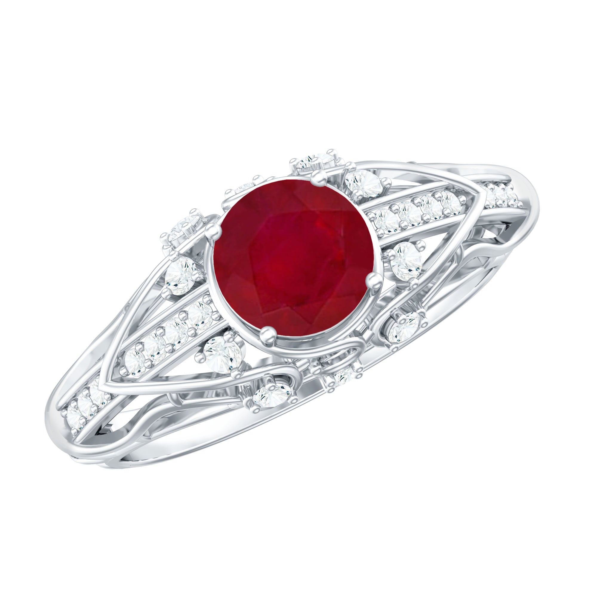 Ruby Engagement Ring – Vintage 0.6 Carat Diamond Prong Setting Classic Style