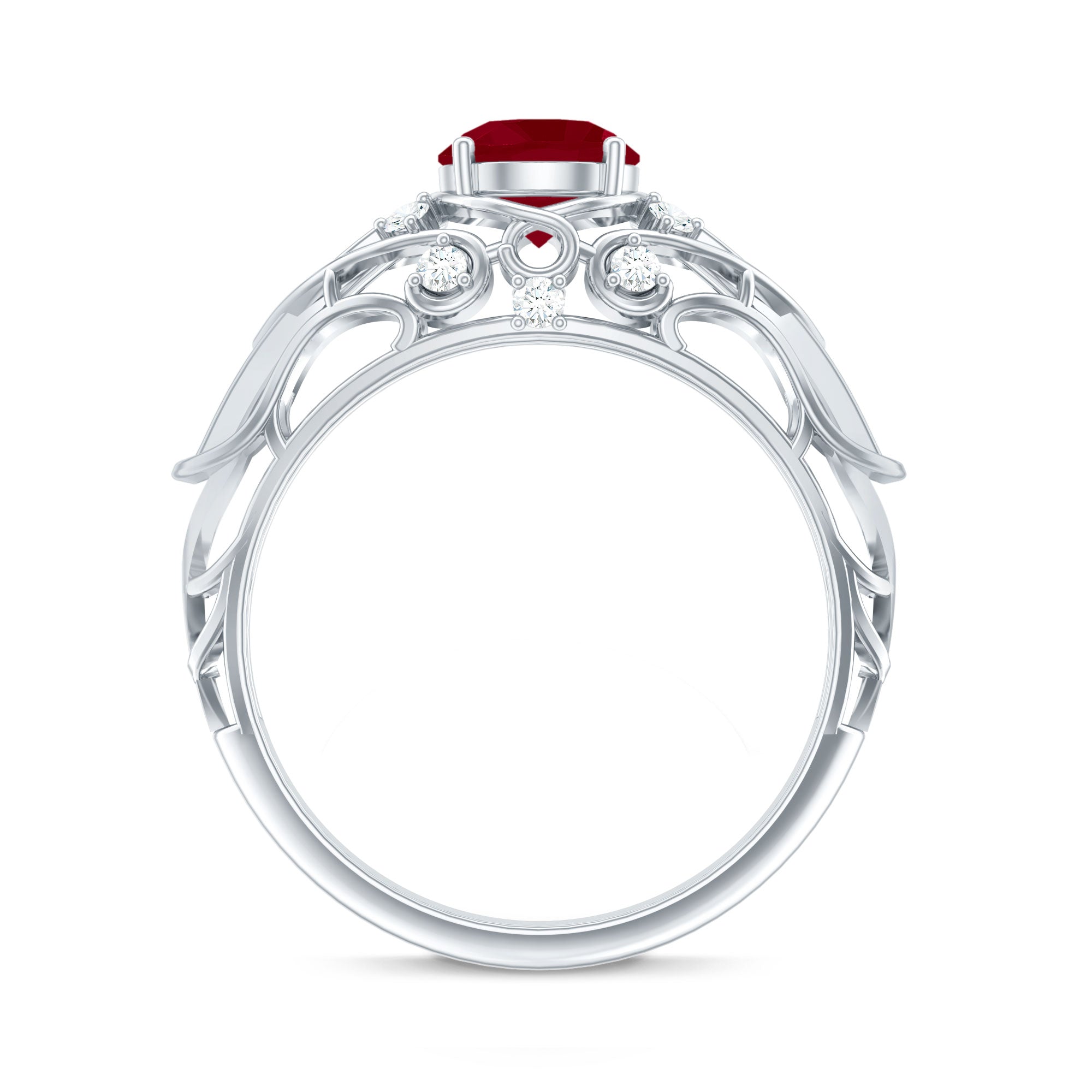 Ruby Engagement Ring – Vintage 0.6 Carat Diamond Prong Setting Classic Style