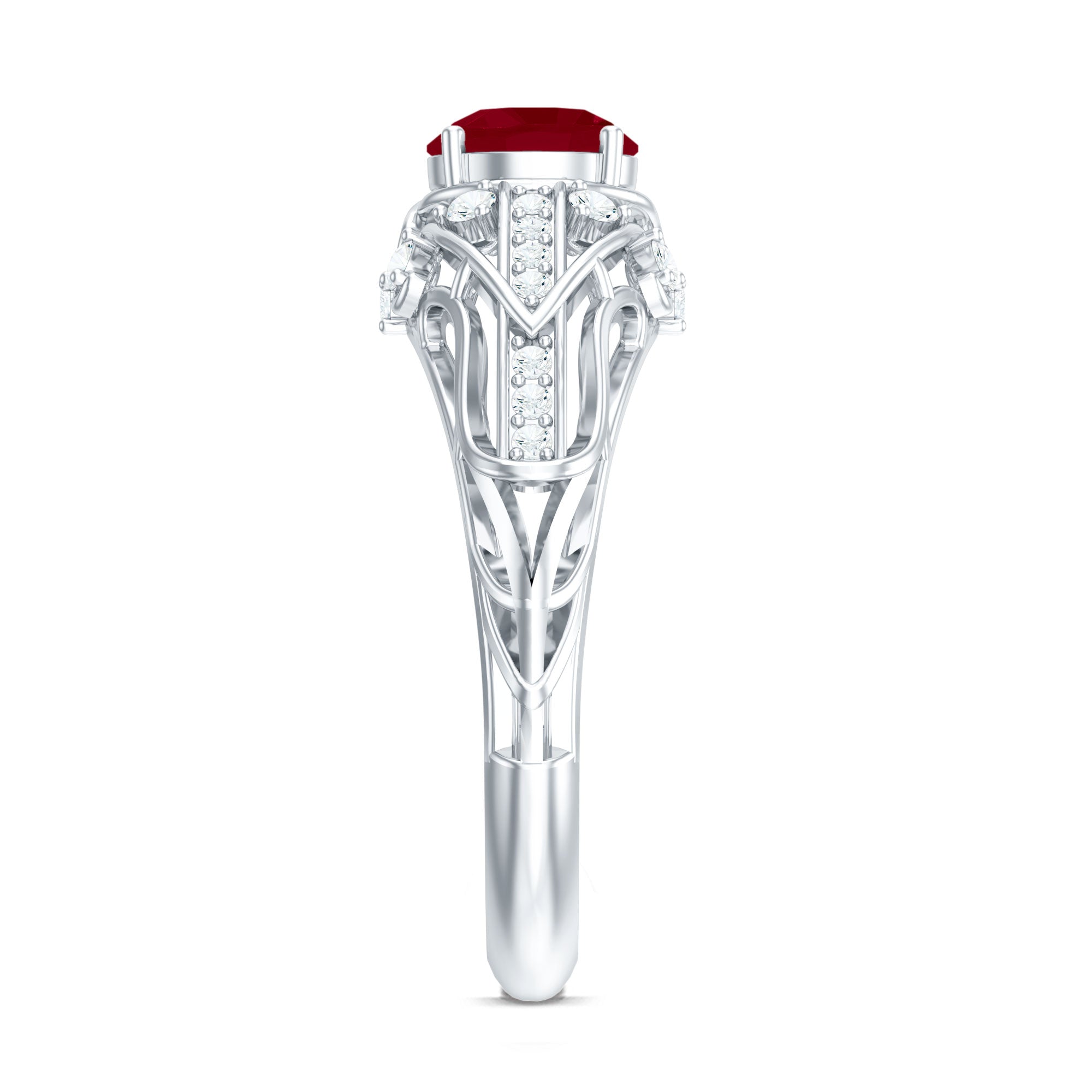 Ruby Engagement Ring – Vintage 0.6 Carat Diamond Prong Setting Classic Style