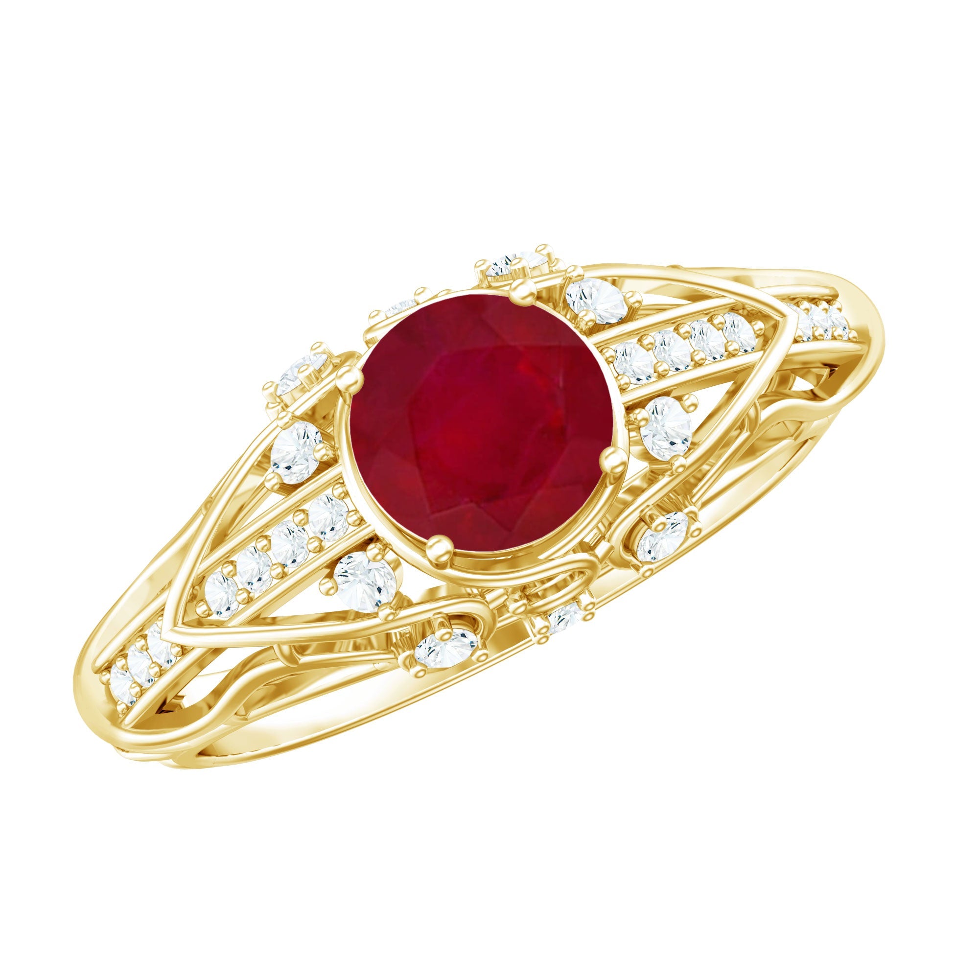 Ruby Engagement Ring – Vintage 0.6 Carat Diamond Prong Setting Classic Style