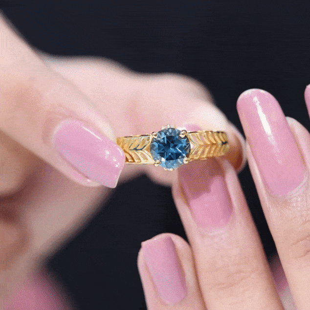 1.3 Carat Round London Blue Topaz Solitaire Engagement Ring with Certificate